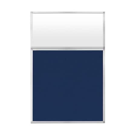 Versare Hush Panel Configurable Cubicle Partition 4' x 6' W/ Window Navy Blue Fabric Frosted Window 1850603-3